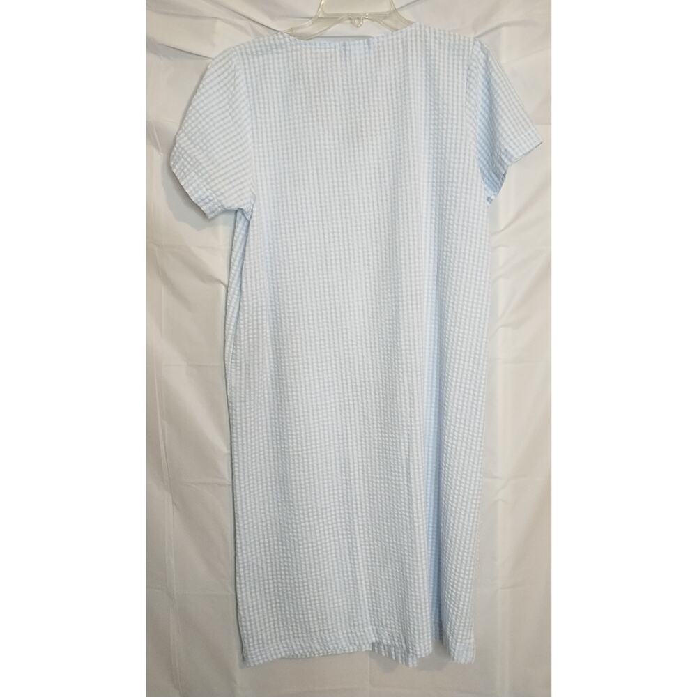 Basic Editions Housecoat/Duster Women's Size S Blue/White Seersucker - Picture 4 of 7